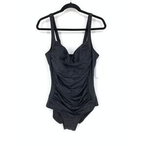 Swimsuits For All Swimsuit Women's Size 18 Ruched Front One Piece Black NEW